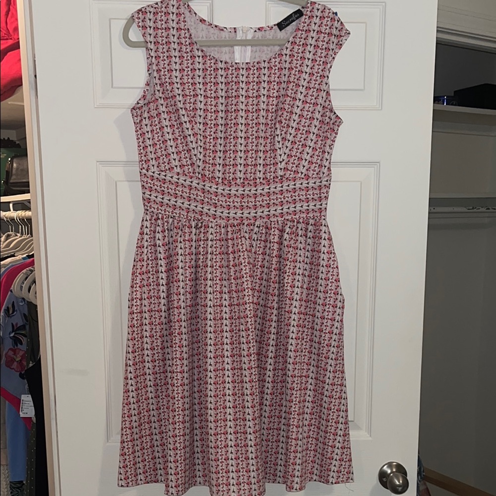 Elegant pink and brown floral Patterned Dress size L